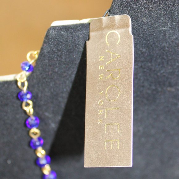 Carolee Royal Blue Simulated Diamond Bead & Crystal Bib Statement Necklace - Picture 7 of 7